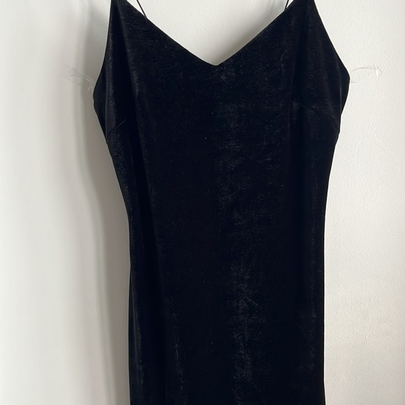Soft Warm Black Dress, medium, velvet feel, lined, spaghetti straps knee length - Picture 6 of 13
